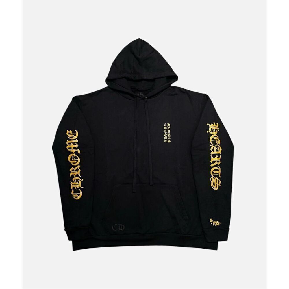 Chrome Hearts Online Exclusive 1988 Glittered Vertical Logo Hooded Sweatshirt Bl